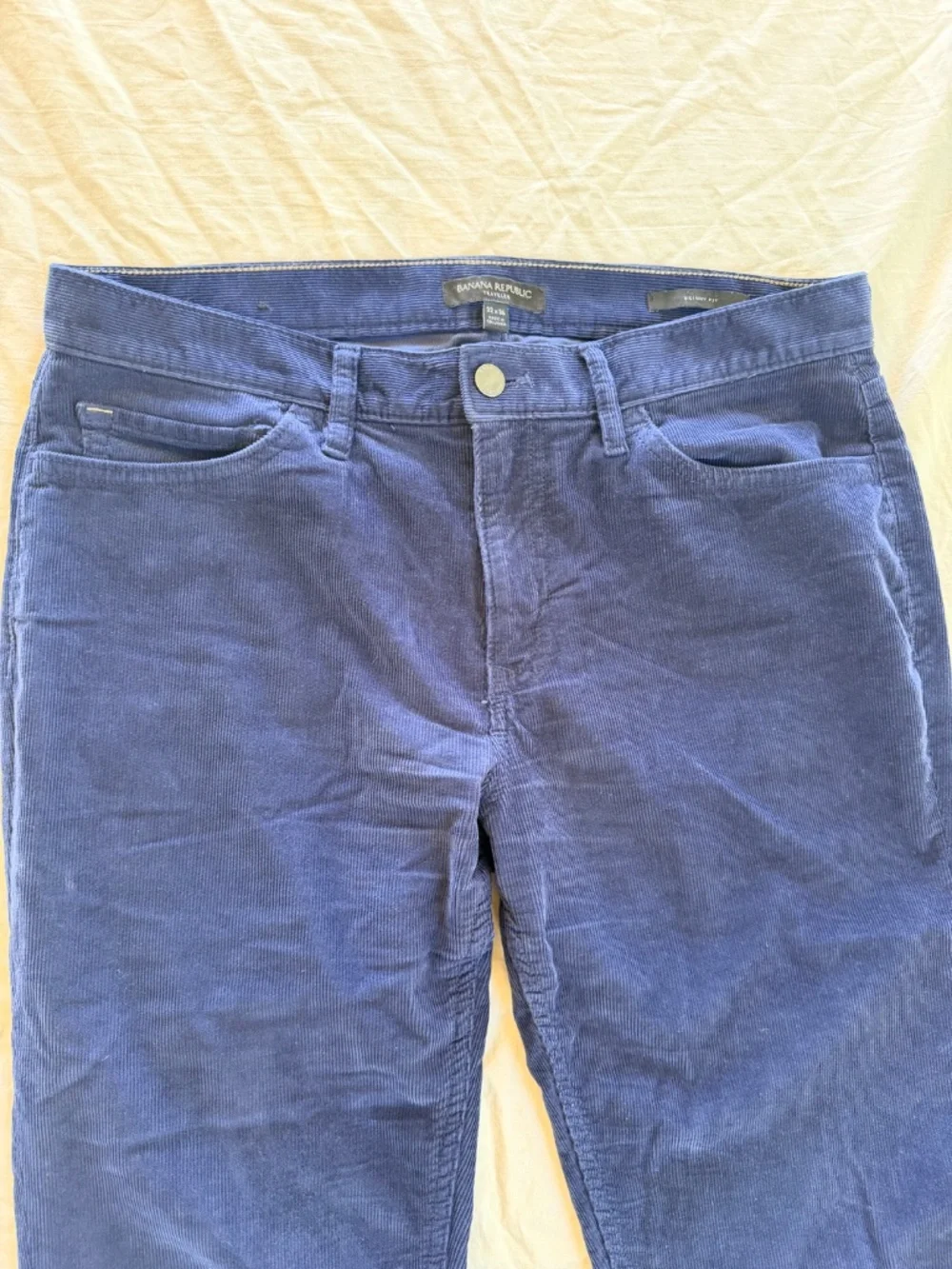 Men's Banana Republic Traveler Corduroy Pants Navy Skinny Fit 32x36